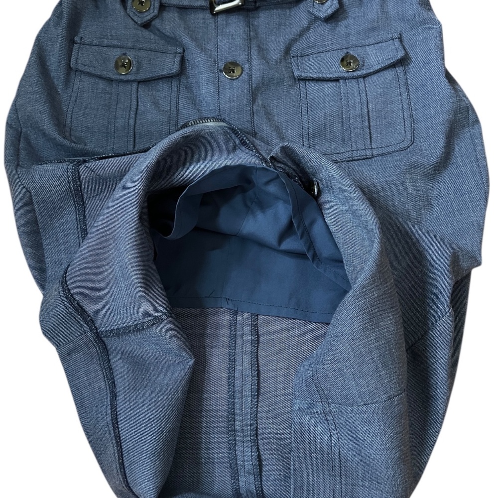 NY&Co 7th Avenue Tailored Utility Blue Pencil Skirt Cargo Pockets Belted Size 4 - Picture 4 of 10